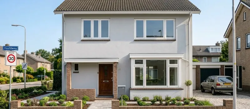 Vrijstaande woning na volledige gevelrenovatie en nieuw schilderwerk